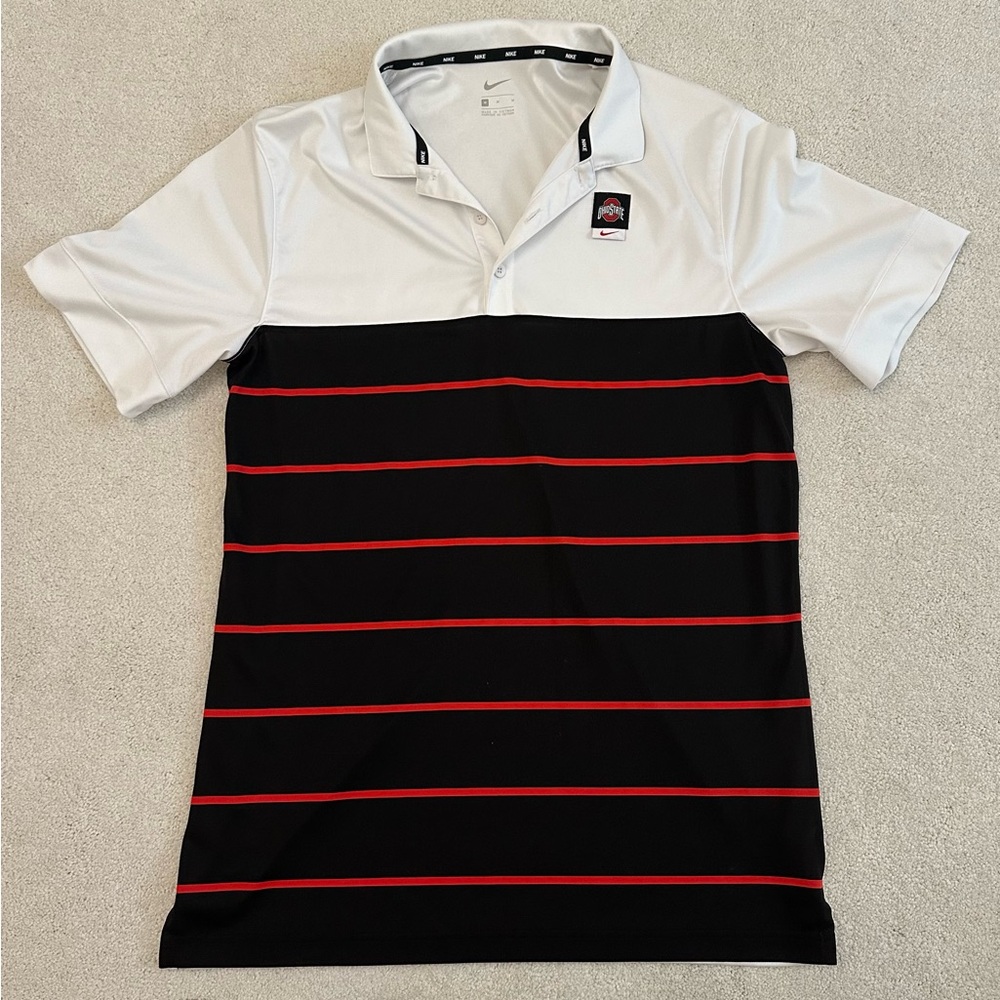 Nike Men's Black and White Ohio State Polo Shirt